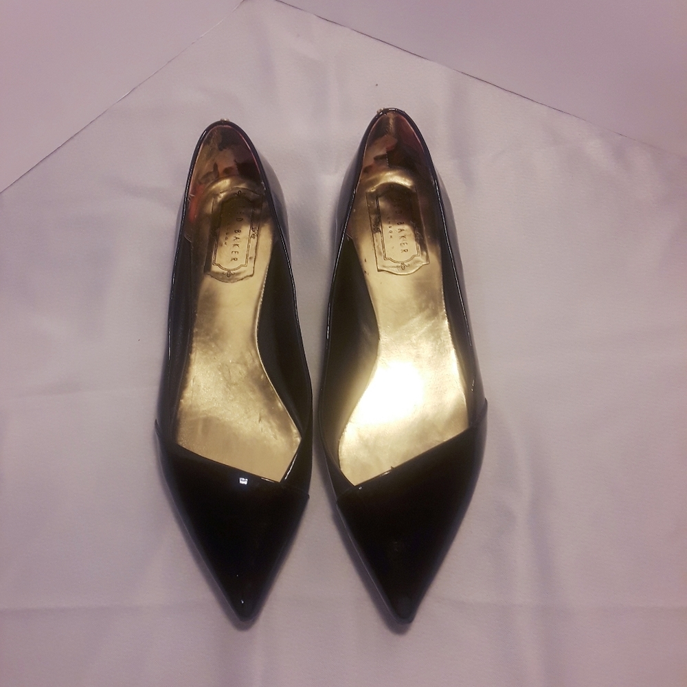 Ted Baker Pointed Toe Patent Leather Flats